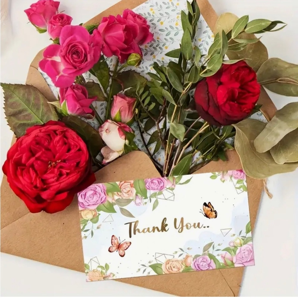 Floral Thank You Cards Message Cards w Butterflies for Small Businesses, 50 ct - Picture 4 of 4